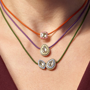 Quiet Drop - Purple, Butter Yellow & Gold Necklace