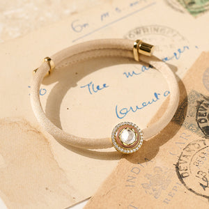 Infinity Circle - Beige, Taupe & Gold Bracelet